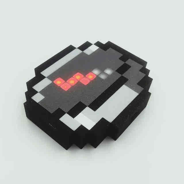 Magnetic pixel compass with red LED-lit needle in a black, grey and white 8-bit voxel frame — Gearfinch