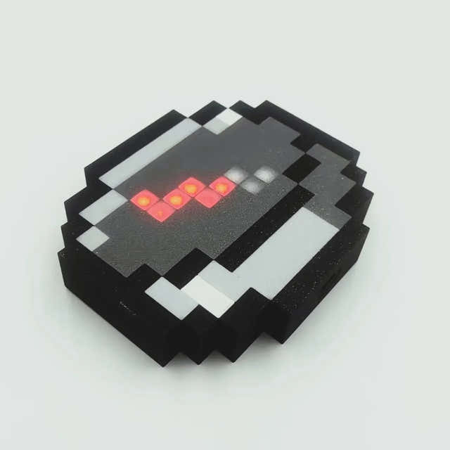 Magnetic pixel compass with red LED-lit needle in a black, grey and white 8-bit voxel frame — Gearfinch