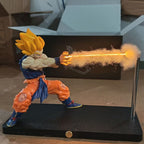 Magnetic light beam figurine with a removable levitating energy effect between Goku and the display stand