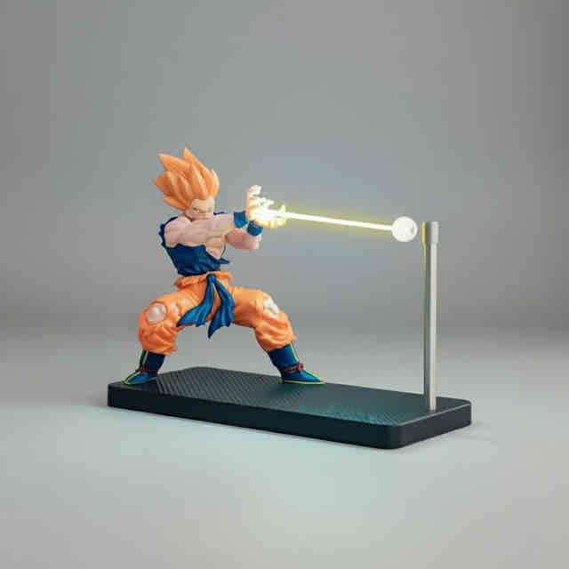 Dragon Ball beam figurine with Super Saiyan Goku and an illuminated energy attack for anime display collections — Gearfinch