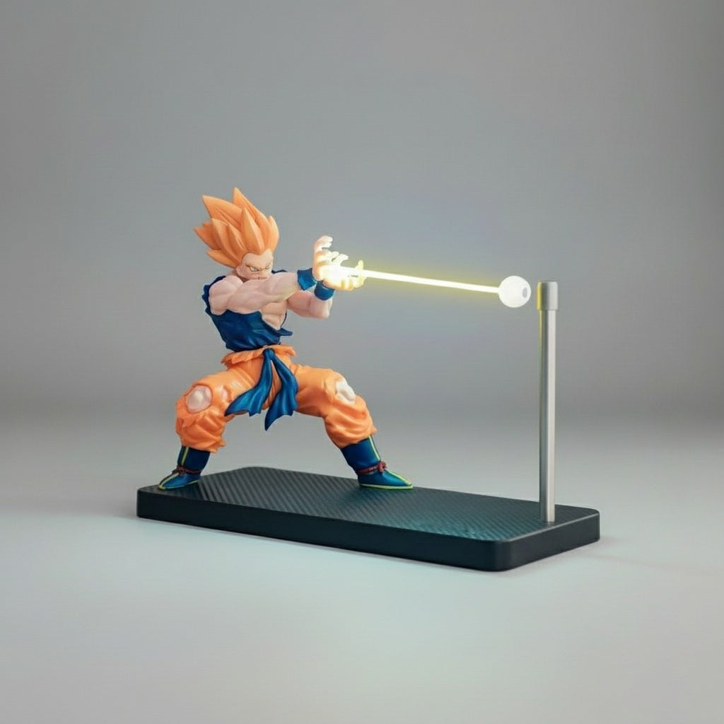 Dragon Ball beam figurine with Super Saiyan Goku and an illuminated energy attack for anime display collections — Gearfinch