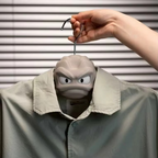 Stone gray Pokemon clothes hanger for dress shirts, styled as the Geodude rock type character