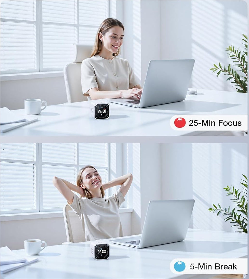 Pomodoro Timer Cube with Flip Productivity Countdown Presets