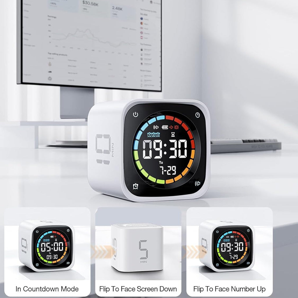 Pomodoro Timer Cube with Flip Productivity Countdown Presets