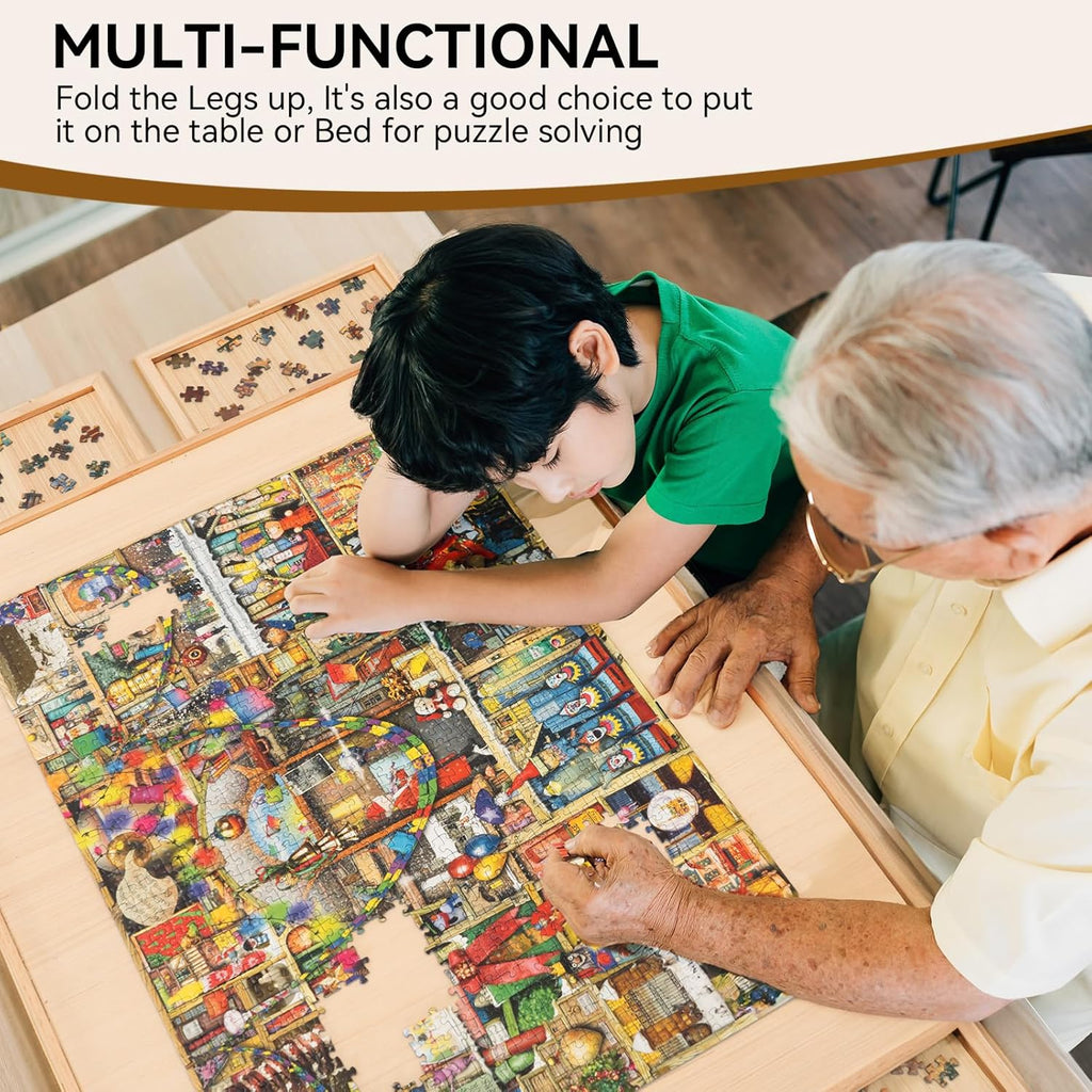 Puzzle Table With Drawers