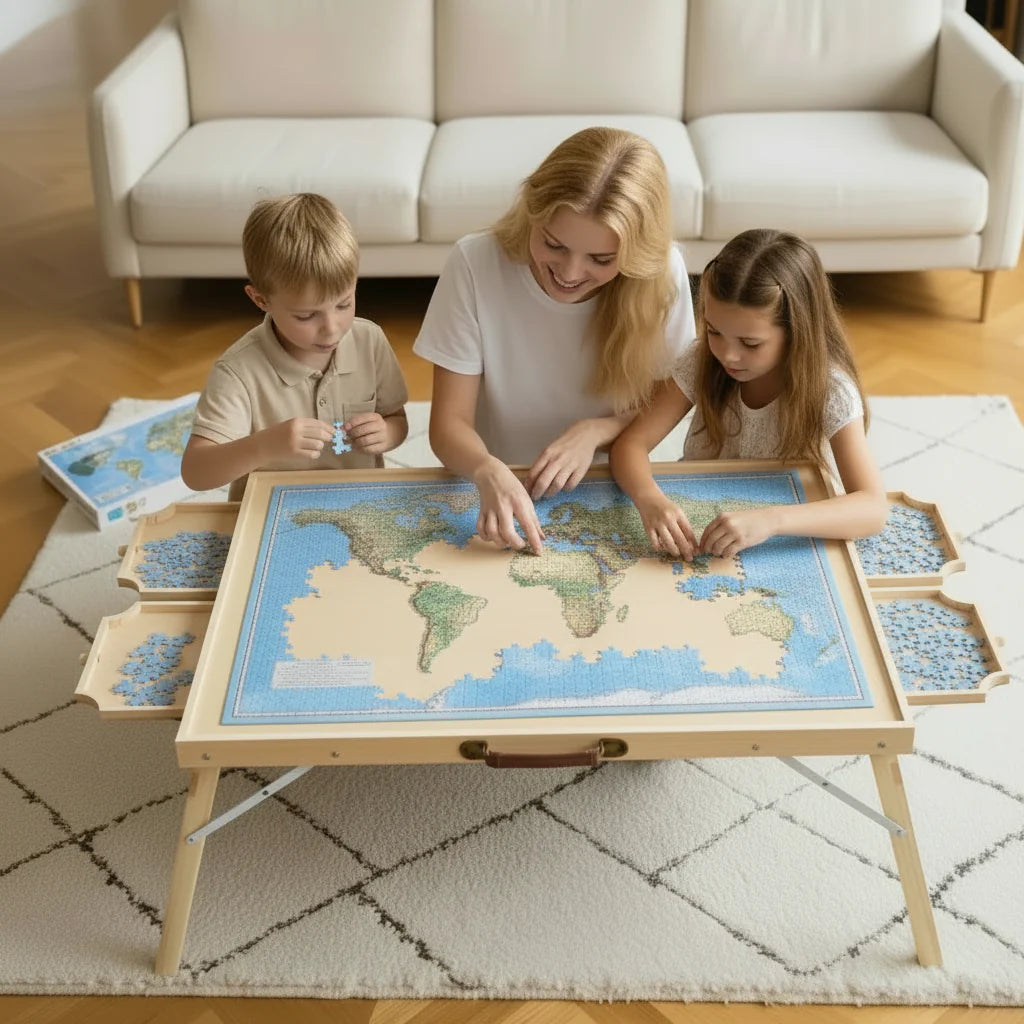 Puzzle Table With Drawers