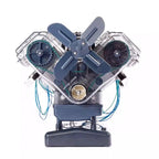 Mini V8 engine model kit with double overhead camshafts, timing belts and exhaust valves