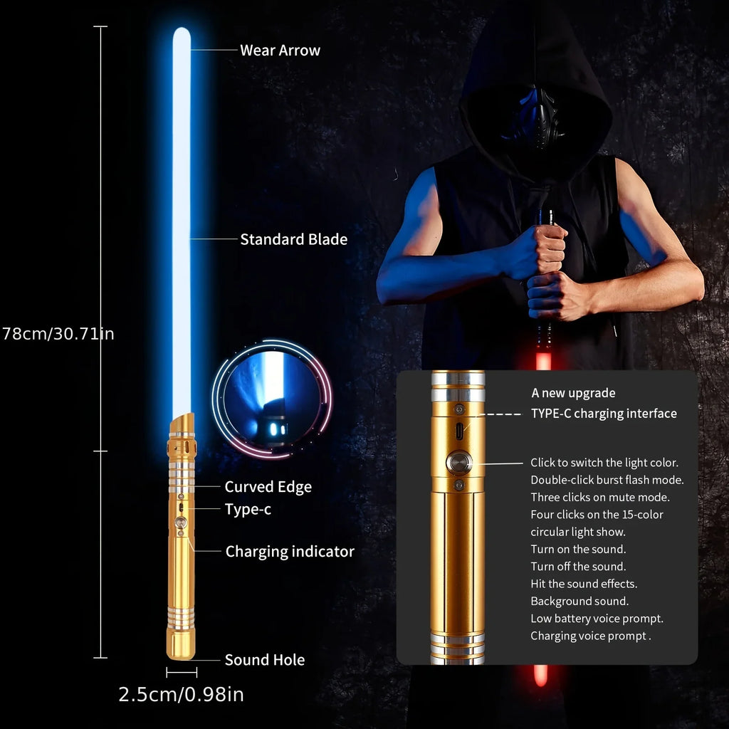 RGB Lightsaber Metal Hilt 15-Color Dueling Saber