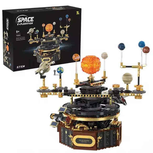 LED sun solar system building blocks with motorized planets for a kinetic desk display — Gearfinch