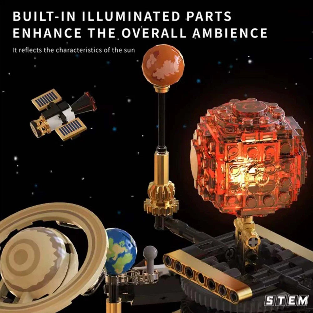 Solar System Building Blocks Electric Orrery Kit with LED Sun