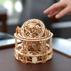 218-piece wooden clock kit for methodical model assembly and display