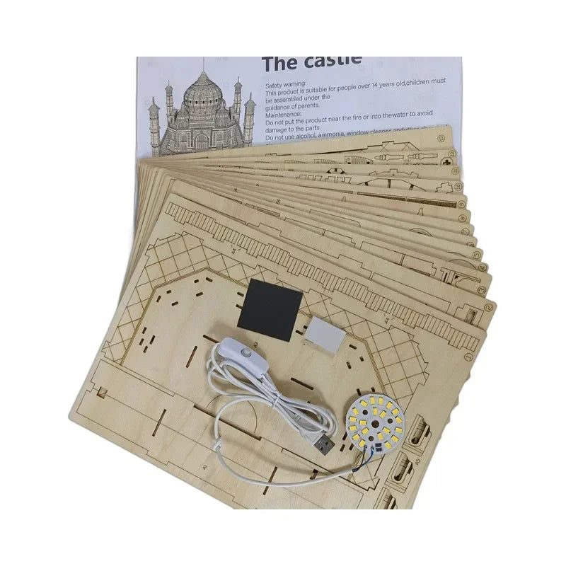 Taj Mahal 3D Wooden Puzzle with LED Lights