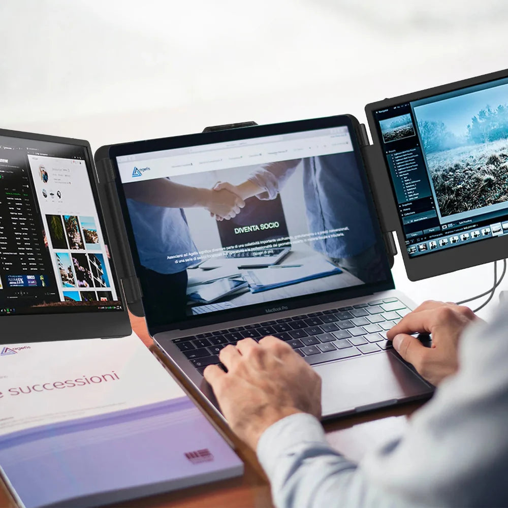 14" Triple Screen Laptop Monitor Extender FHD