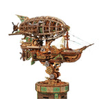 Sailing In Fog wooden airship puzzle for adults with nautical steampunk styling
