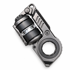 Gray Resonance metal fidget toy with black roller and finger ring on white