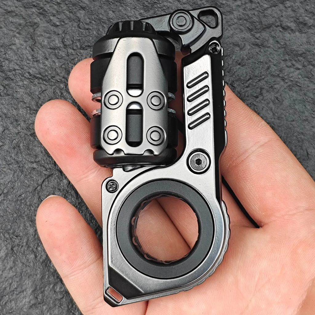 Gray Resonance fidget in an open hand for scale