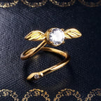 Harry Potter Golden Snitch ring box with engraved quote for an anniversary jewelry presentation