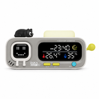 Gray pixel desk clock with temperature and humidity display