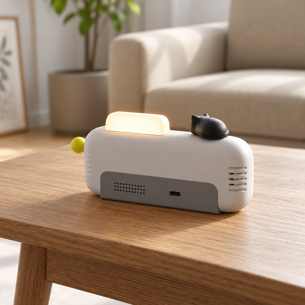 Rear view of the rechargeable desk clock