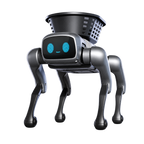 Black robot dog with carry basket, product-only image