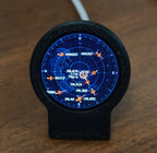 Blue aircraft-data view on the compact display
