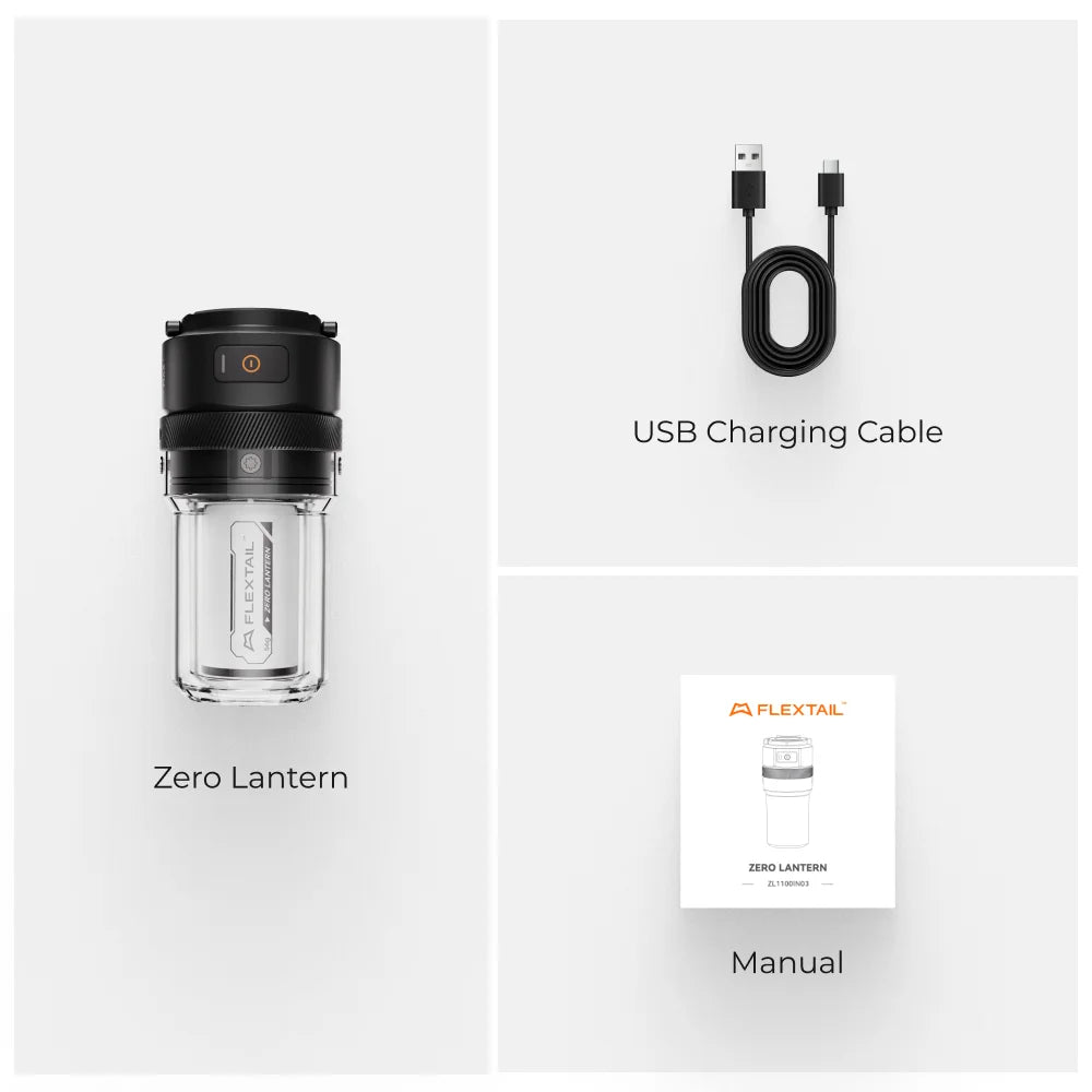 Single-lantern package with charging cable and manual