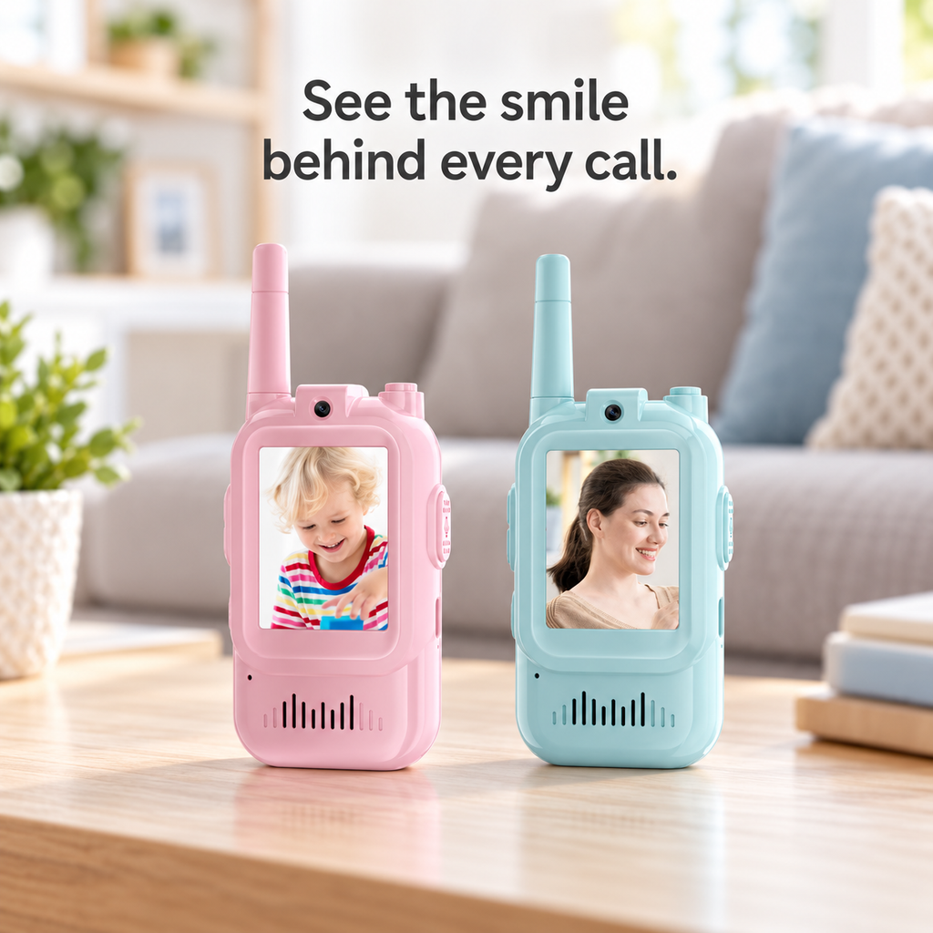 Two video handsets with cameras and color screens
