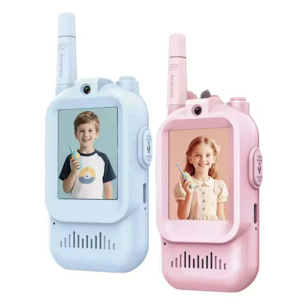 Blue-and-pink video walkie-talkie pair