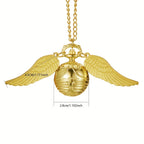 Small (2.8 cm x 4.5 cm) gold-tone watch necklace with an opening winged orb for a compact everyday accessory