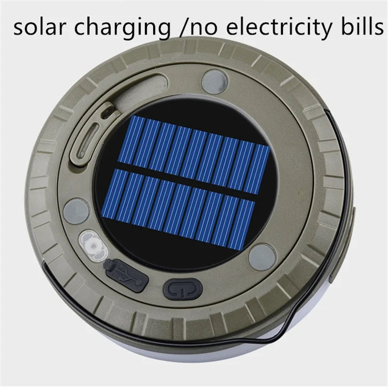 Equipery-zonnelantaarn met illustratie van het zonnepaneel en de USB-uitgang