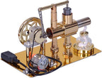 Golden zinc alloy power display model for observing Stirling engine energy conversion