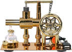 Desk scale Stirling engine power display with included alcohol lamp for science enthusiasts