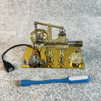 Stirling engine model powered by the included alcohol lamp for heat energy demonstrations