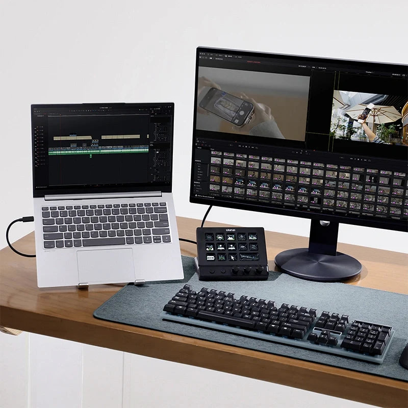 Desktop setup with separate laptop and monitor