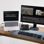 Desktop setup with separate laptop and monitor
