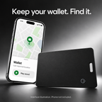 Illustration der Tracker-Karte neben letzter gemeldeter Position und Tonfunktion auf einem nicht enthaltenen Smartphone