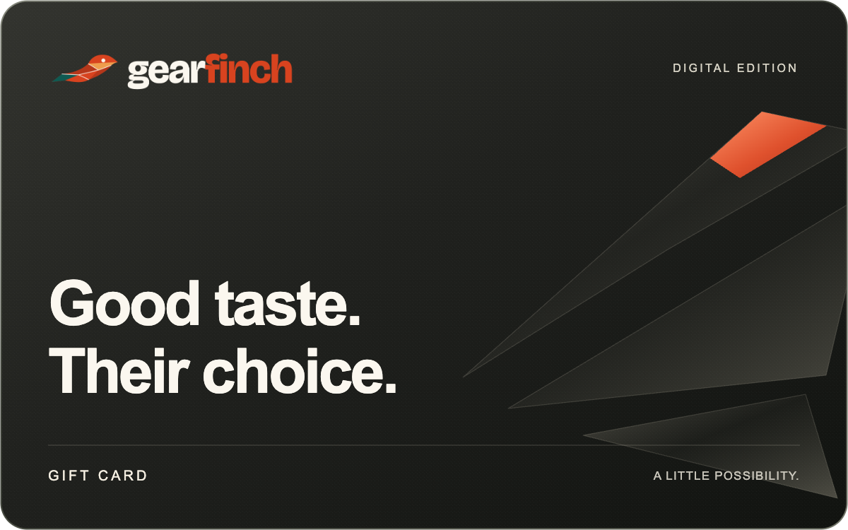 Gearfinch digital gift card, in charcoal, cream and ember